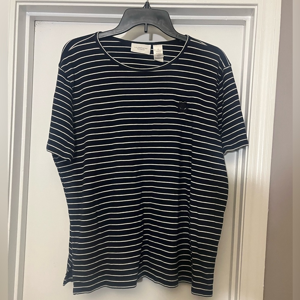 Liz Claiborne Navy and White Striped Top size: 2X